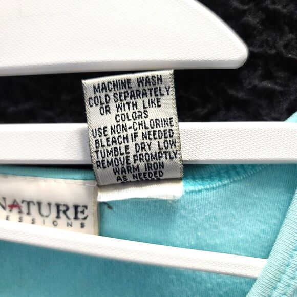 Signature Expressions Womens Tank Top Blue Size Large 100% Cotton Pullover VNeck - Picture 7 of 12